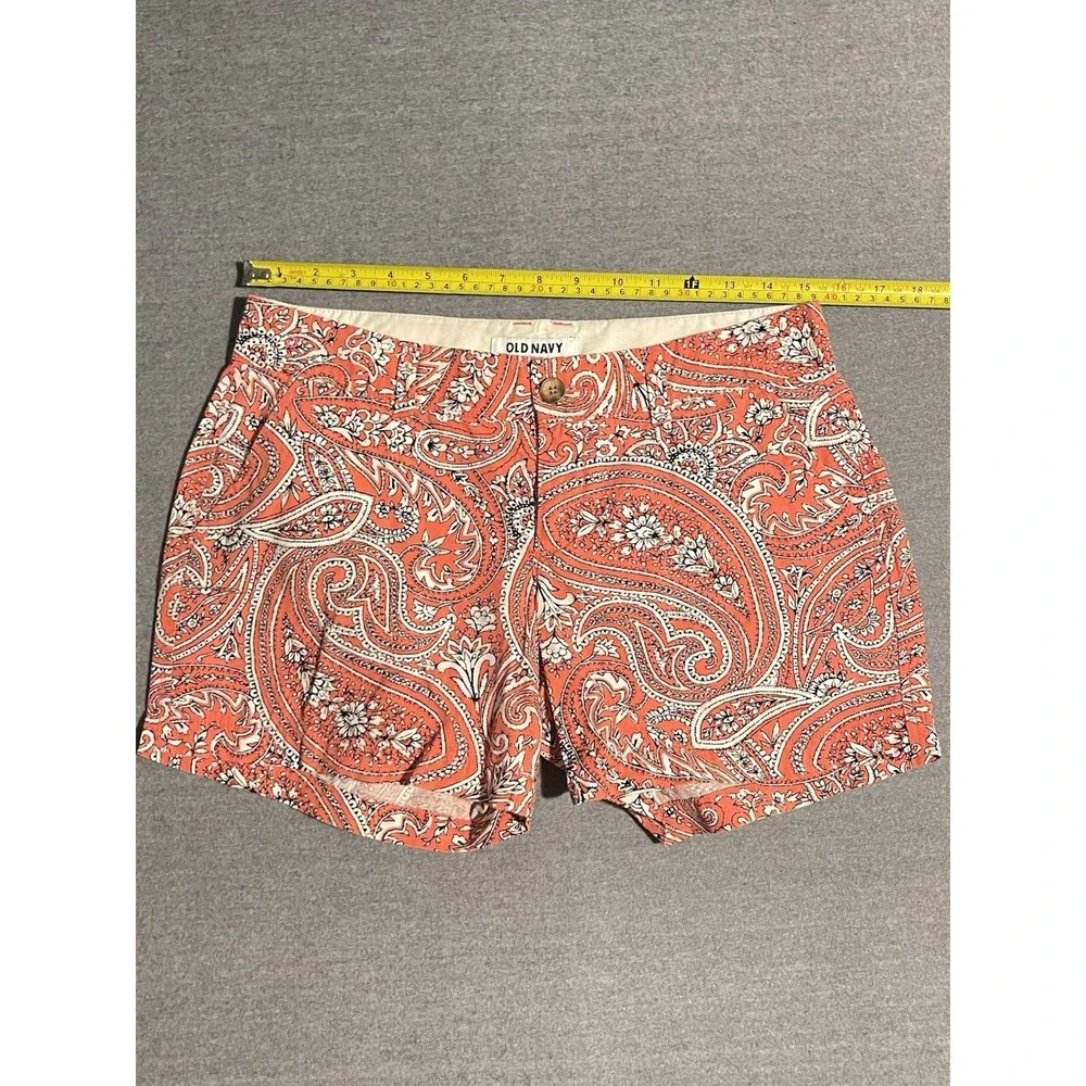Old Navy Paisley Print Shorts Womens Size 2 Coral Boho Festival Summer Cute